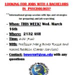 Informational Session: Looking for Jobs with a Bachelors in Psychology on March 16, 2022